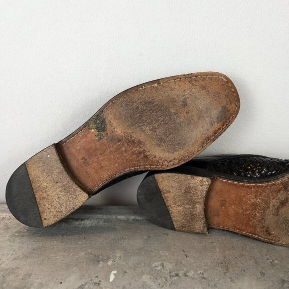 Mezlan Leather San Juan Black Woven Vero Cuoio 9.5 Men's Dress Shoe Lace Up - Picture 8 of 9